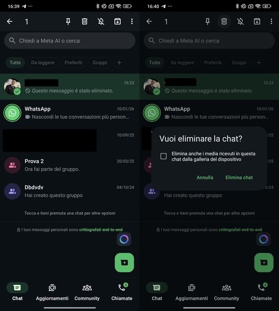 Cancellare messaggi WhatsApp senza leggerli Android