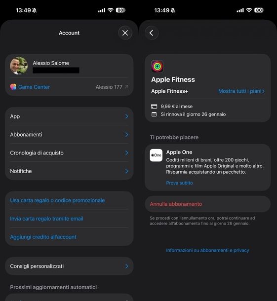 Annullare abbonamento iPhone App Store