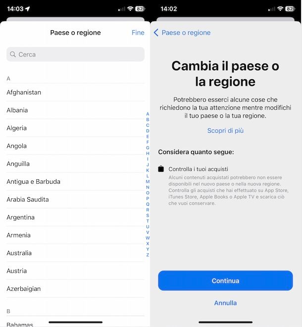 Cambiare App Store su iPhone