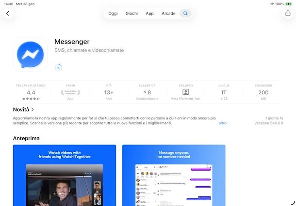 Messenger su iPad