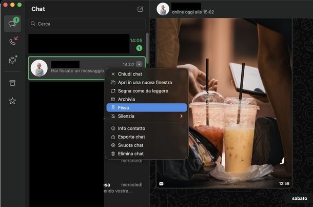 Fissare chat su WhatsApp macOS