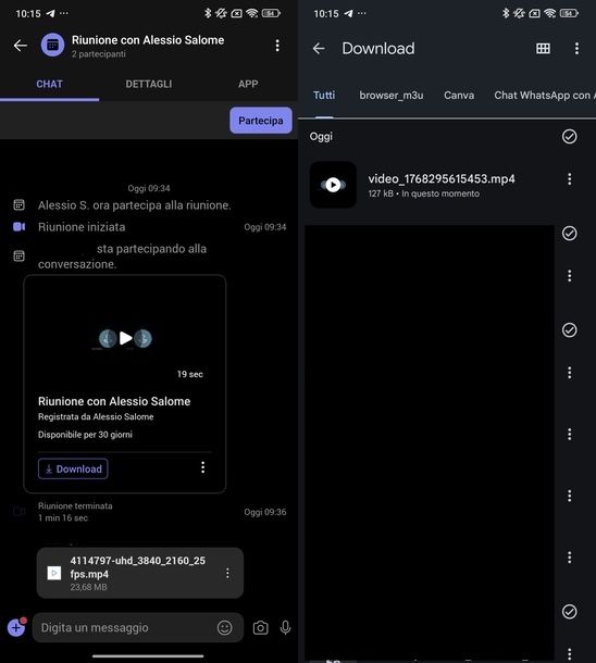 Scaricare registrazione da Microsoft Teams Android