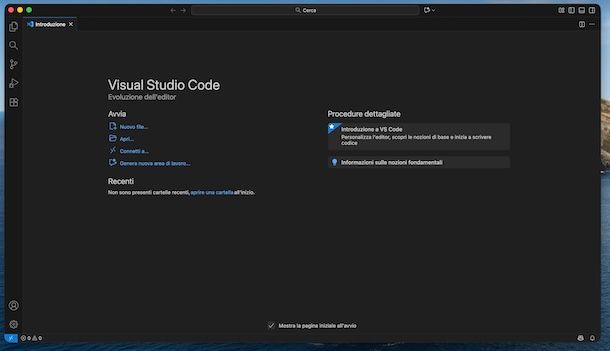 schermata Visual Studio Code