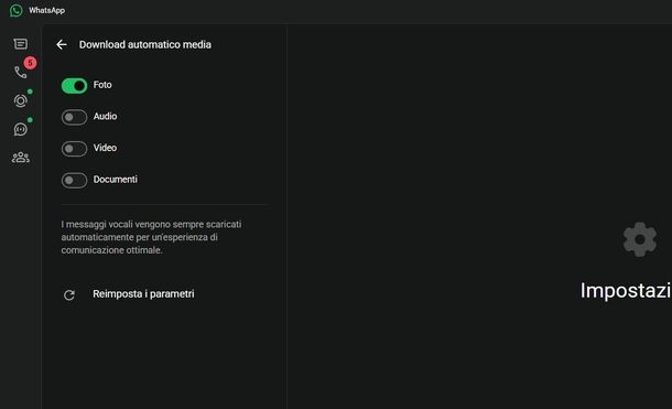 Salvare foto WhatsApp in Galleria Windows