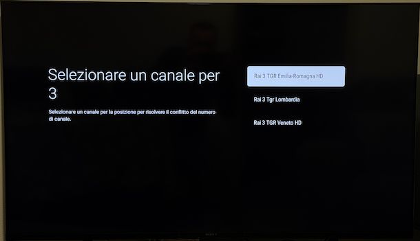 Impostare TG regionale TV Sony