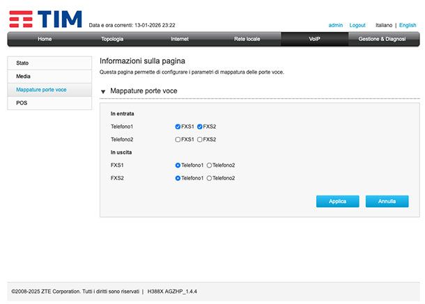 Configurare la telefonia