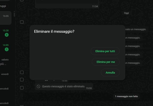 Cancellare messaggi WhatsApp vecchi Windows