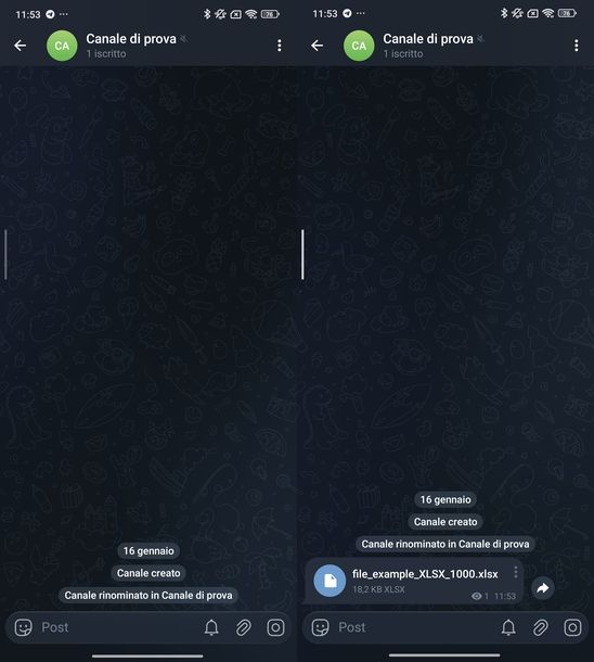 Chattare su canale Telegram Android
