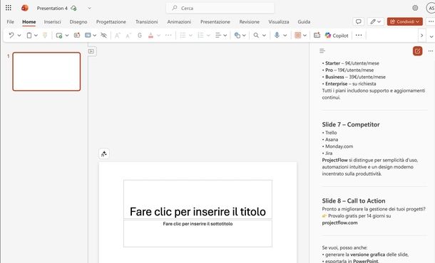 Microsoft PowerPoint Online Copilot