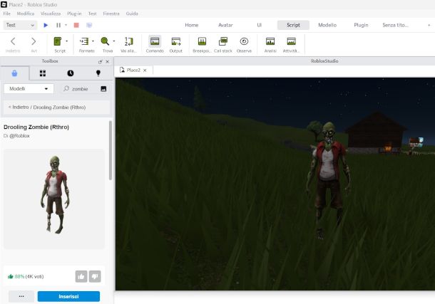 aggiunta modello Zombie su mappa Roblox