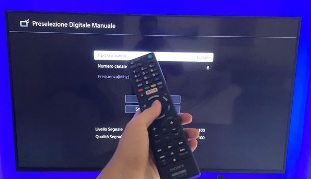 Sintonizzazione manuale TV Sony