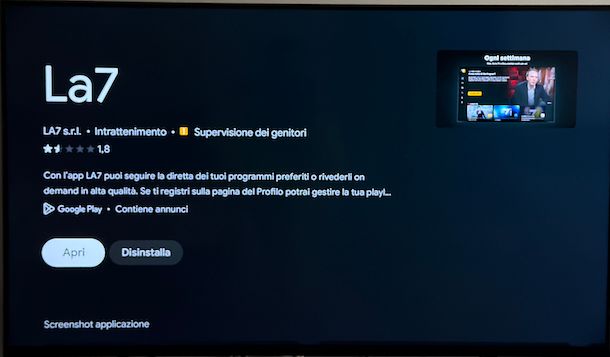Scaricare app La7 su Smart TV Sony Android