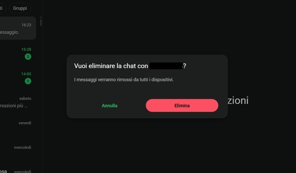 Cancellare messaggi WhatsApp senza leggerli Windows