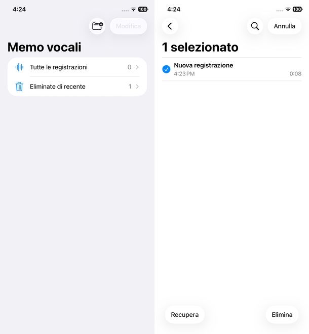 Recupero registrazione iPhone