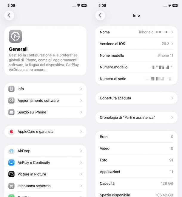Numero di serie iPhone