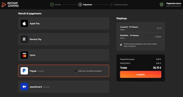 Pagare su Instant Gaming