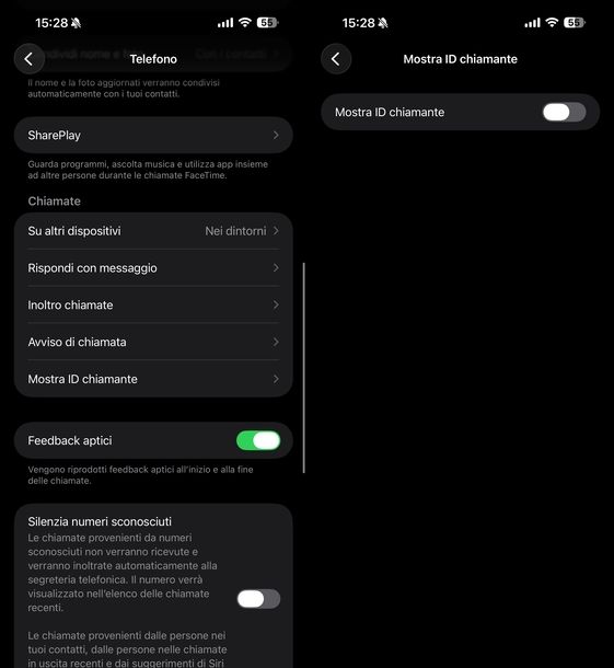 Nascondere numero di telefono iPhone