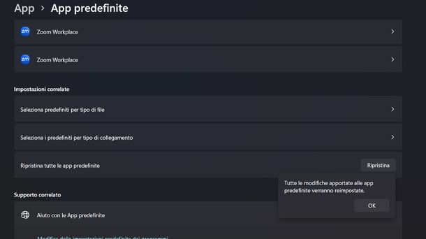 Cambiare app predefinite Windows