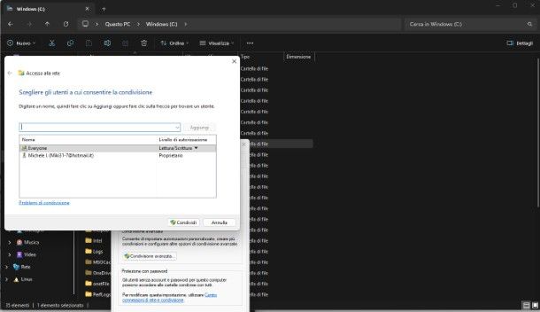 Condivisione cartella Windows
