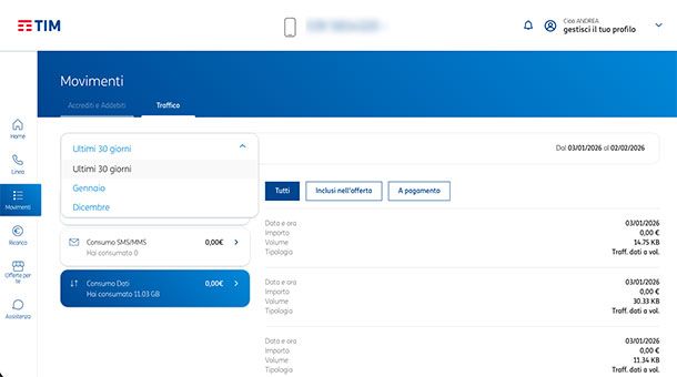 Come vedere quanti Giga rimangono TIM da computer