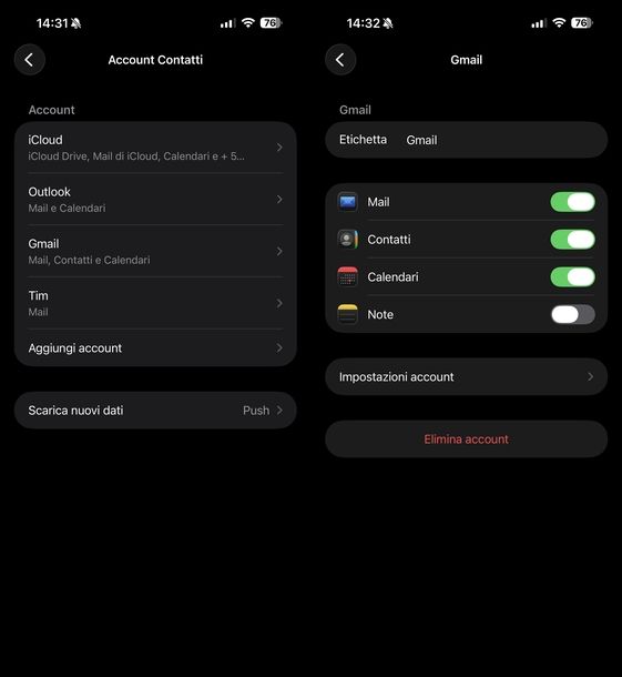 Attivare sincronizzazione automatica contatti Gmail iOS