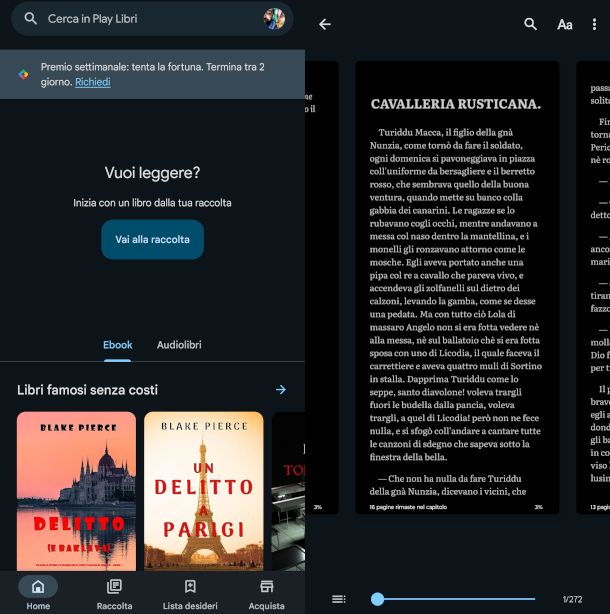 schermate app Google Play Libri