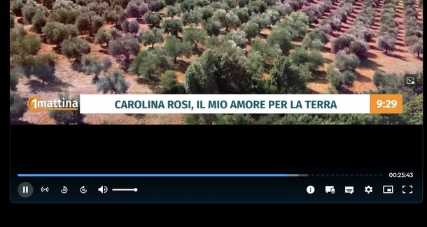 Comandi player RaiPlay