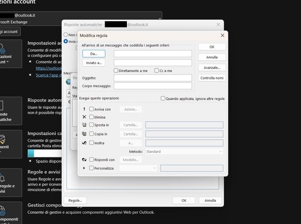 Impostare risposta automatica Outlook 365 Windows