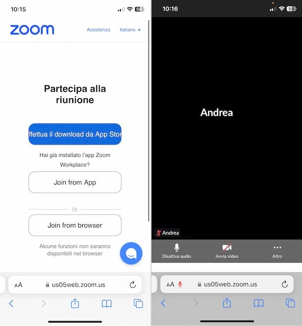 Usare Zoom senza app