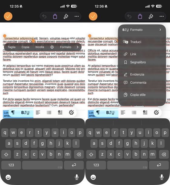 Evidenziare testo Pages iOS