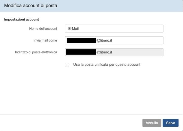 Cambiare nome email Libero Web