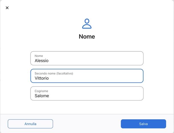 Modificare nome associato a ID Apple