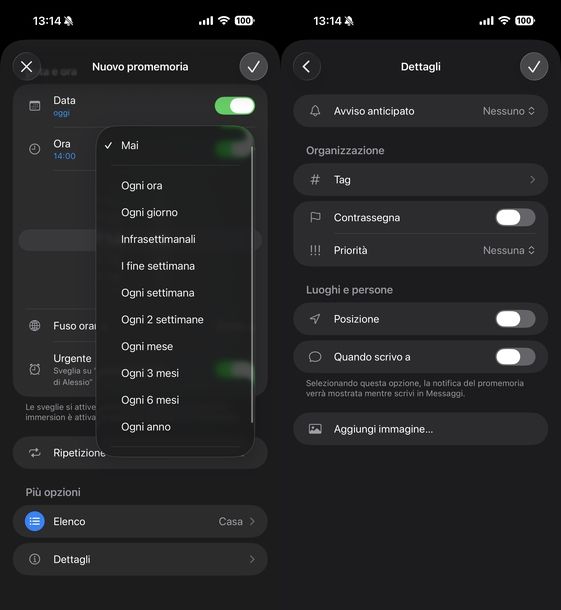 Impostare promemoria con suoneria Promemoria iOS