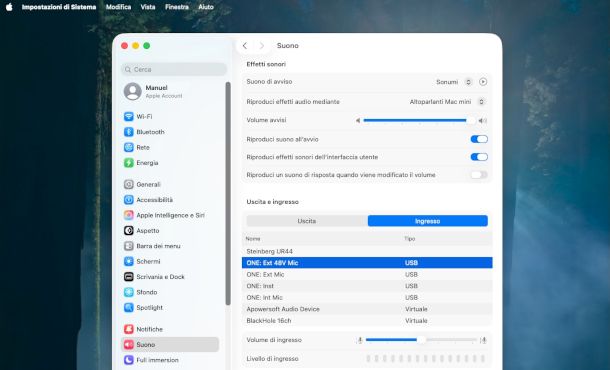 impostazioni suono Mac