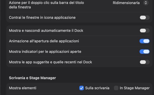 Disattivare app suggerite recenti Mac