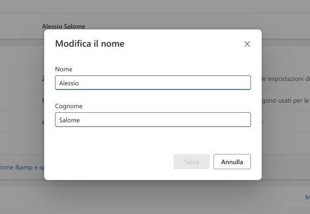Modificare nome visualizzato Outlook