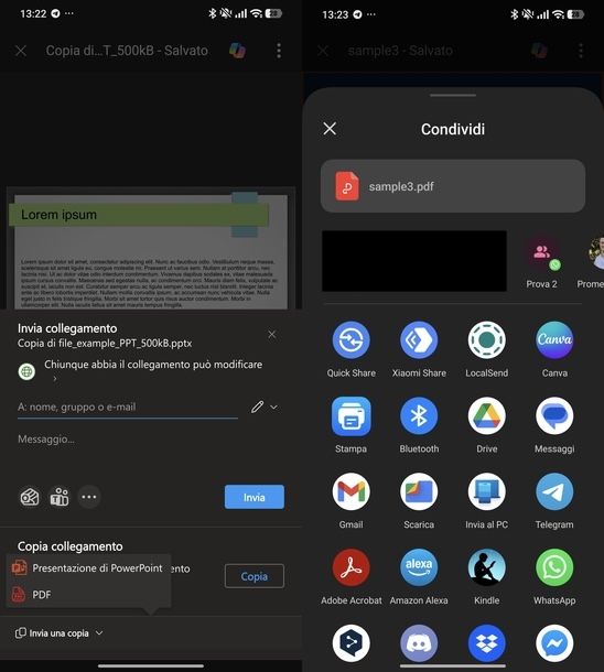 Salvare PowerPoint in PDF Android