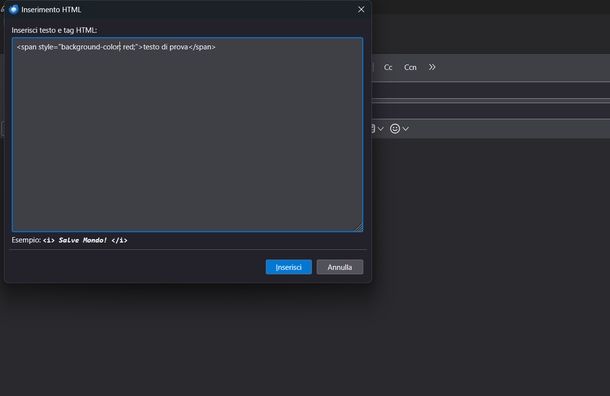 Evidenziare testo Mozilla Thunderbird