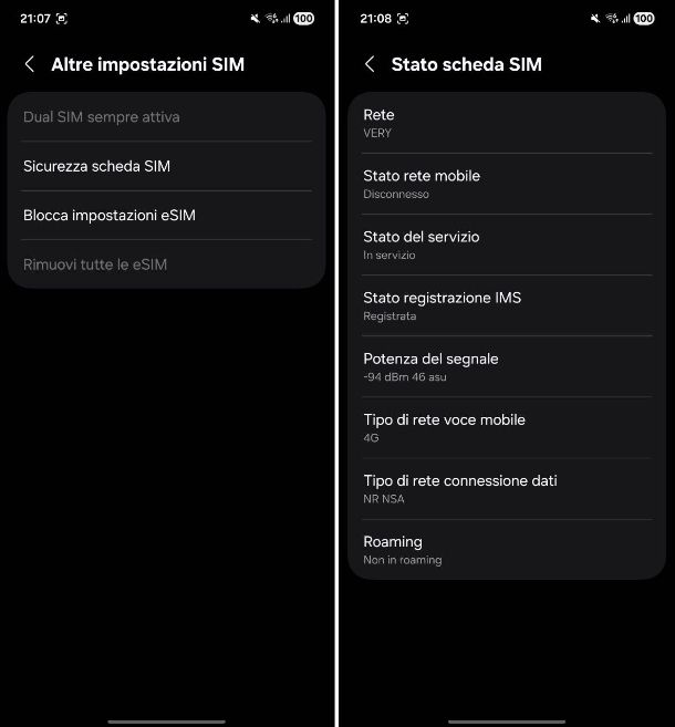 Altre impostazioni per SIM su smartphone Samsung
