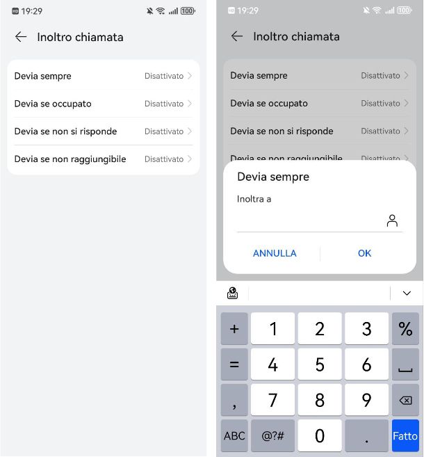 Trasferimento di chiamata Huawei