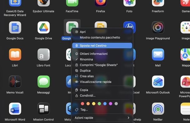 Disinstallare app Mac