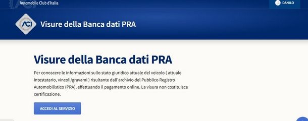 Consultare banca dati PRA con visura ACI