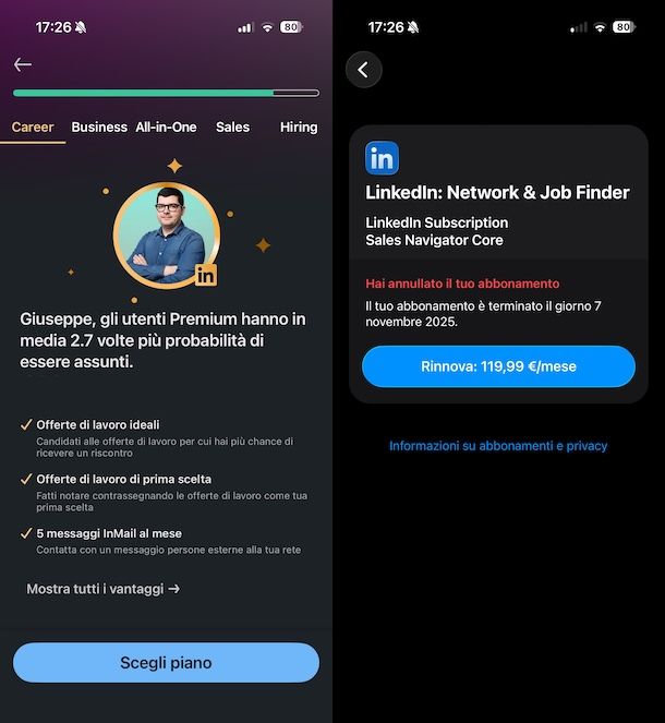 Disattivare LinkedIn Premium