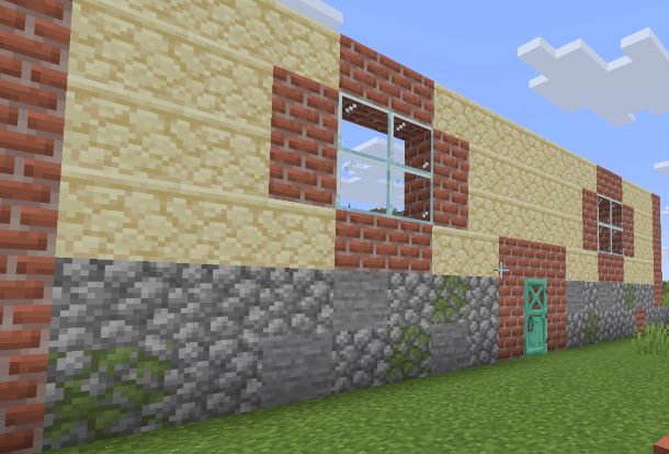 muro con pietre, mattoni e arenaria