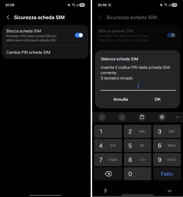 Come togliere il PIN dalla SIM Samsung