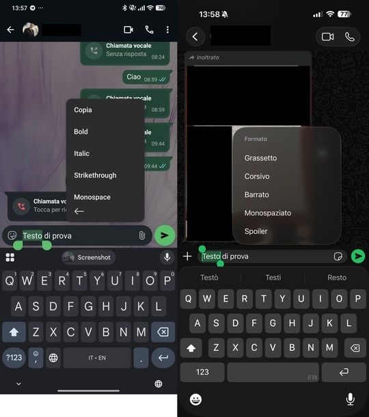 Evidenziare testo WhatsApp