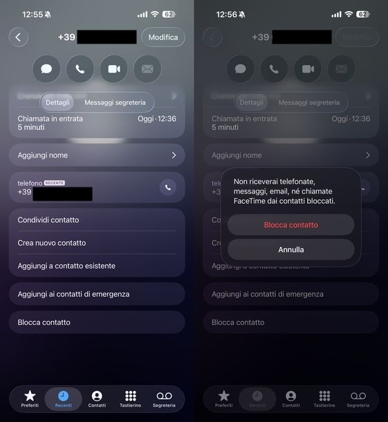 Bloccare contatto iOS
