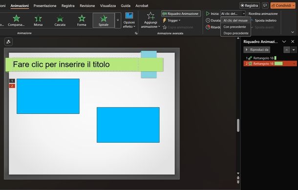 Unire due animazioni PowerPoint Windows