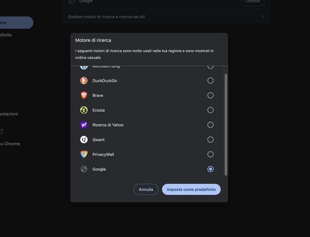 Impostare Google come motore di ricerca Google Chrome PC