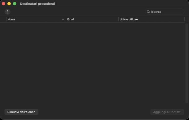 Eliminare indirizzo email memorizzato su macOS